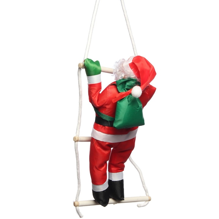 Дядо Коледа се катери по стълба, 62 см, текстил пластмаса