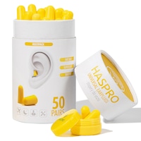 Set 50 dopuri de urechi, Haspro, Tube 50, pentru somn,bricolaj, anularea zgomotului, SNR 38dB, Galben