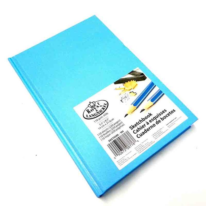 Caiet de schite pentru desen cu hartie alba, Royal, Fashion Colors, 5.5x8.5'' (aprox. A5), 110 coli, 110g - Albastru deschis