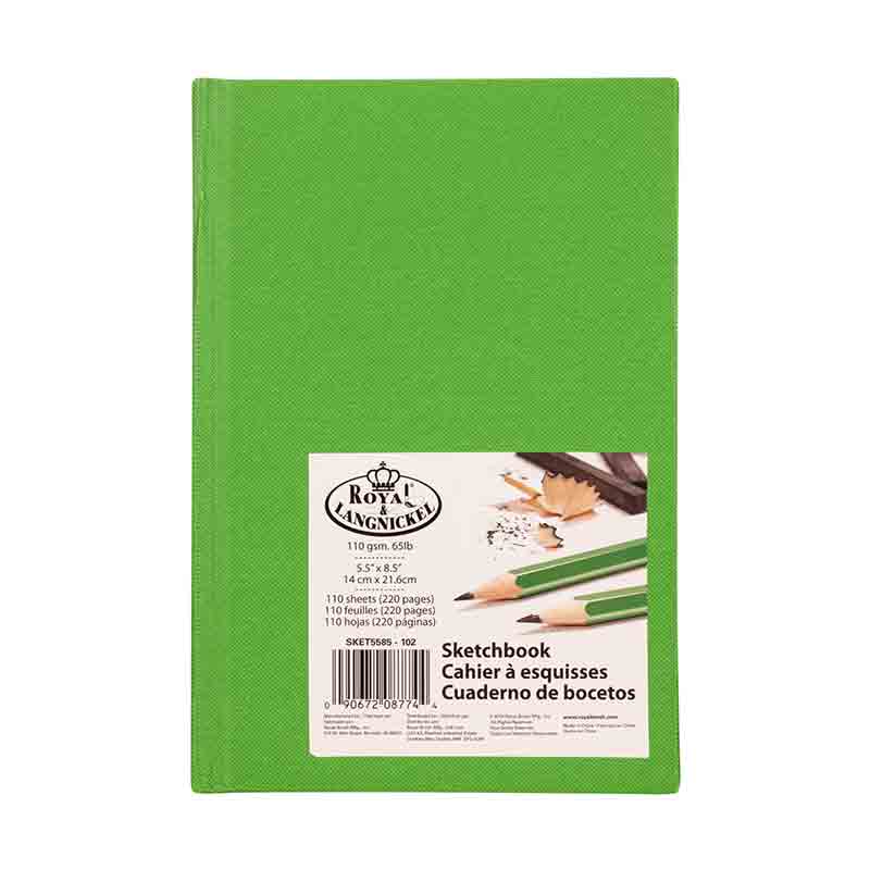 Caiet de schite pentru desen cu hartie alba, Royal, Fashion Colors, 5.5x8.5'' (aprox. A5), 110 coli, 110g - Verde