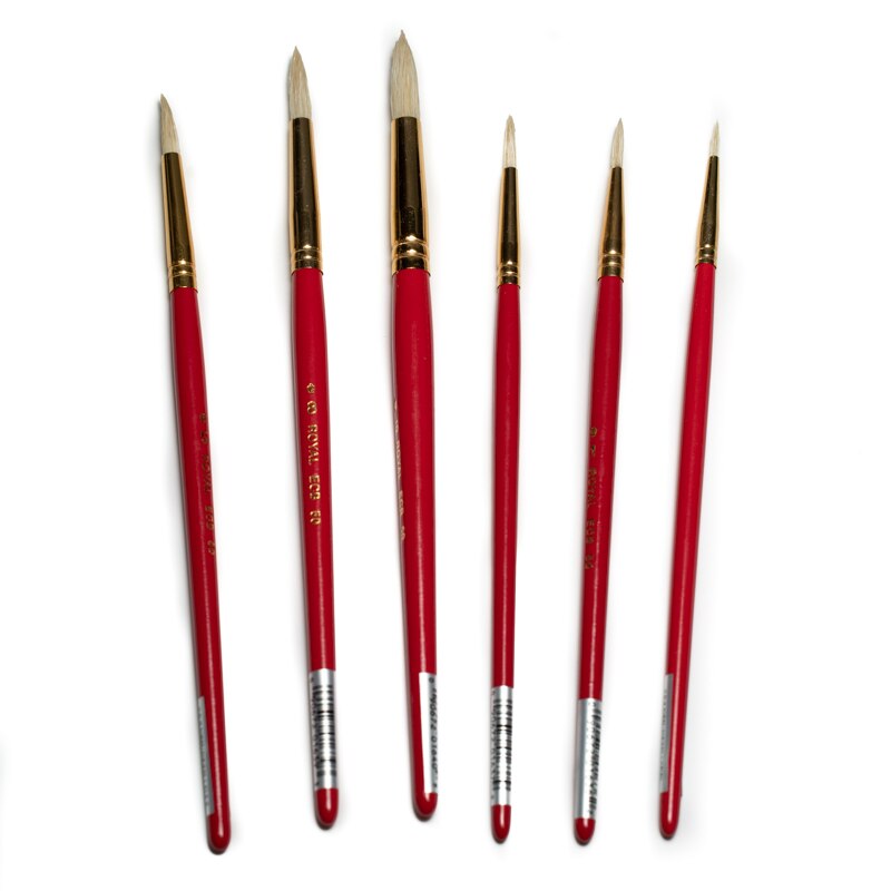 Set 6 pensule scolare, rotunde, fir natural