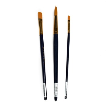 Set 3 pensule scolare, rotunde si late, fir sintetic Set 3 pensule scolare, rotunde si late, fir sintetic