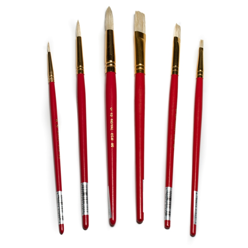 Set 6 pensule scolare, rotunde si late, fir natural