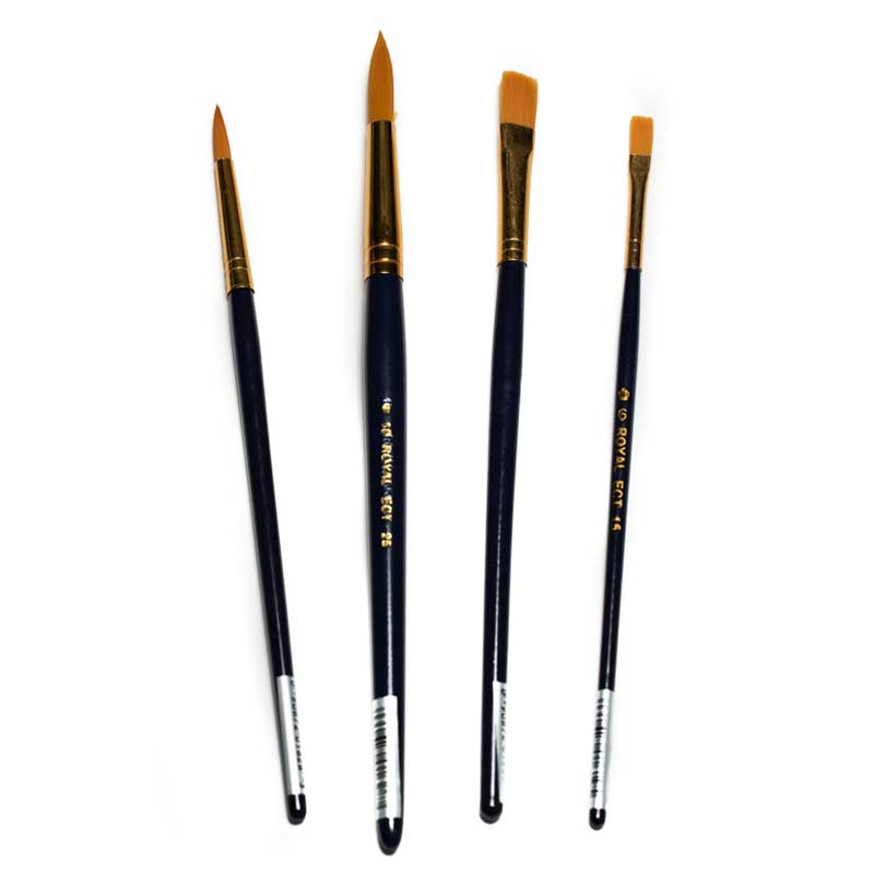 Set 4 pensule scolare, rotunde si late, fir sintetic