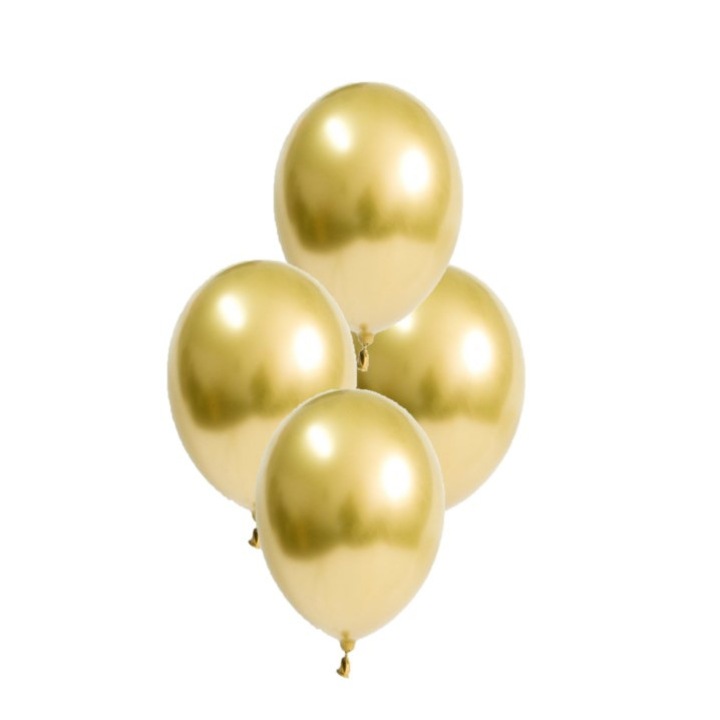 Комплект от 4 хромирани балона, златисти, 30см