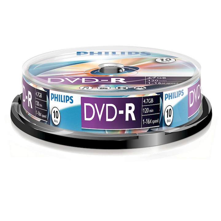 DVD-R Philips, 4.7GB, 16X, 10 darab