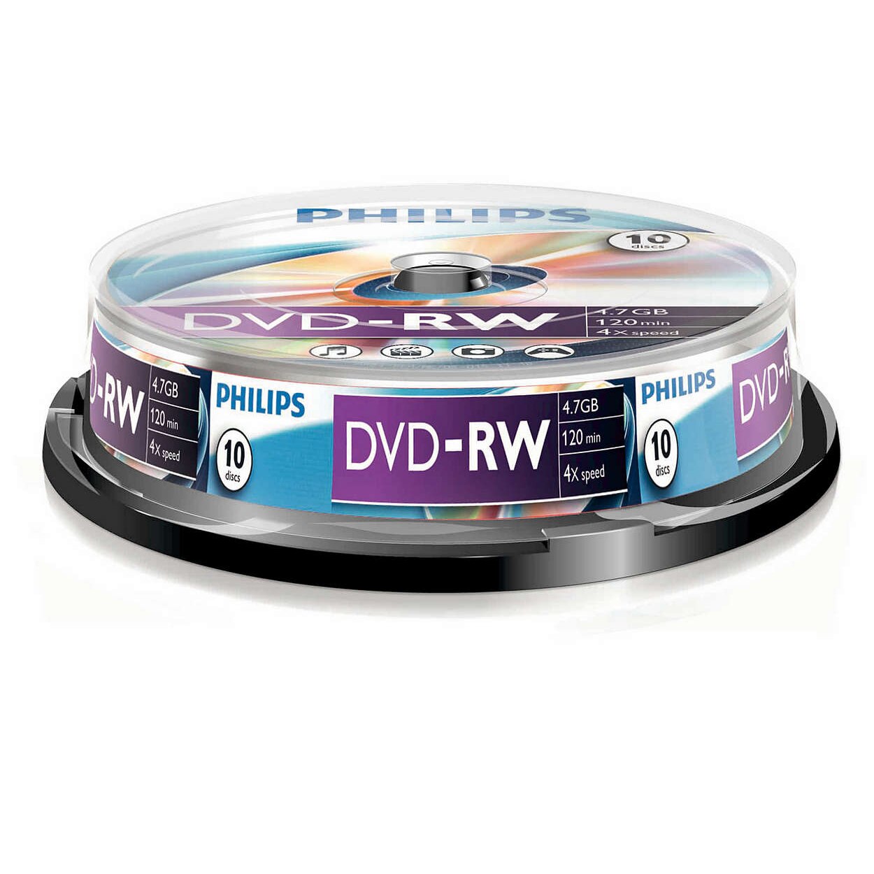 DVD-RW Philips, 4.7GB, 4X, 10 buc