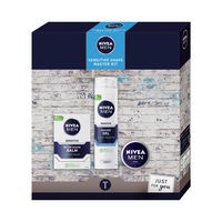 Set cadou Nivea Men: Gel pentru ras ten sensibil, 200 ml + Balsam dupa ras ten sensibil, 100 ml + Crema de uz general pentru barbati Nivea Men Creme, 30 ml