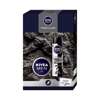 Set cadou Nivea Men: Deodorant spray Black & White Invisible Power, 150 ml + Crema de uz general pentru barbati Nivea Men Creme, 75 ml Set cadou Nivea Men: Deodorant spray Black & White Invisible Power, 150 ml + Crema de uz general pentru barbati Nivea Men Creme, 75 ml
