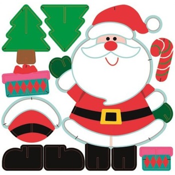 Set asamblabil din carton, Mos Craciun cu sclipici, 23 x 19 cm Set asamblabil din carton, Mos Craciun cu sclipici, 23 x 19 cm