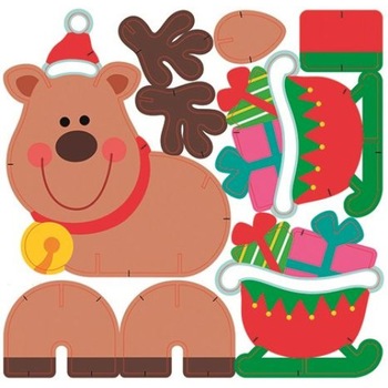 Set asamblabil din carton, Ren cu sclipici, 23 x 19 cm Set asamblabil din carton, Ren cu sclipici, 23 x 19 cm