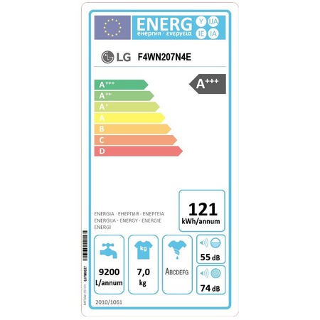 Masina spalat rufe LG F4WN207N4E, 7 kg, 1400 RPM, Clasa D, Inverter Direct Drive, Smart Diagnosis, Alb