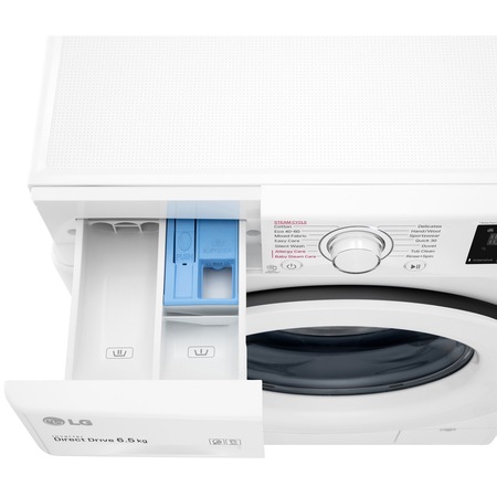 Masina spalat rufe Slim LG F2WN2S6S3E, 6.5 kg, 1200 RPM, Clasa E, Inverter Direct Drive,Steam, Smart Diagnosis, Alb