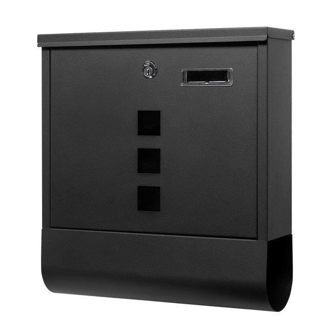 Cutie postala cu loc pentru ziar, negru mat, 30.5x9.5x33.5 cm, Springos