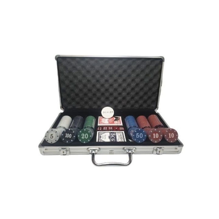 Професионален комплект за покер, 300 номерирани чипа, Куфарче