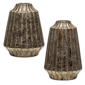 Set 2 vaze ceramica 'Beautiful brown', 30 cm, maro antichizat, realizate manual Set 2 vaze ceramica 'Beautiful brown', 30 cm, maro antichizat, realizate manual