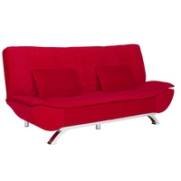 Canapea extensibila Oslo, catifea rosie, 114x200 cm