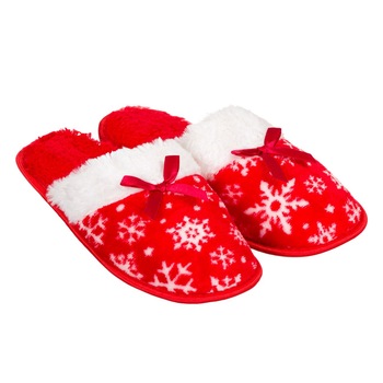 Papuci dama, Zola®,model rosii cu fulgi albi Papuci dama, Zola®,model rosii cu fulgi albi