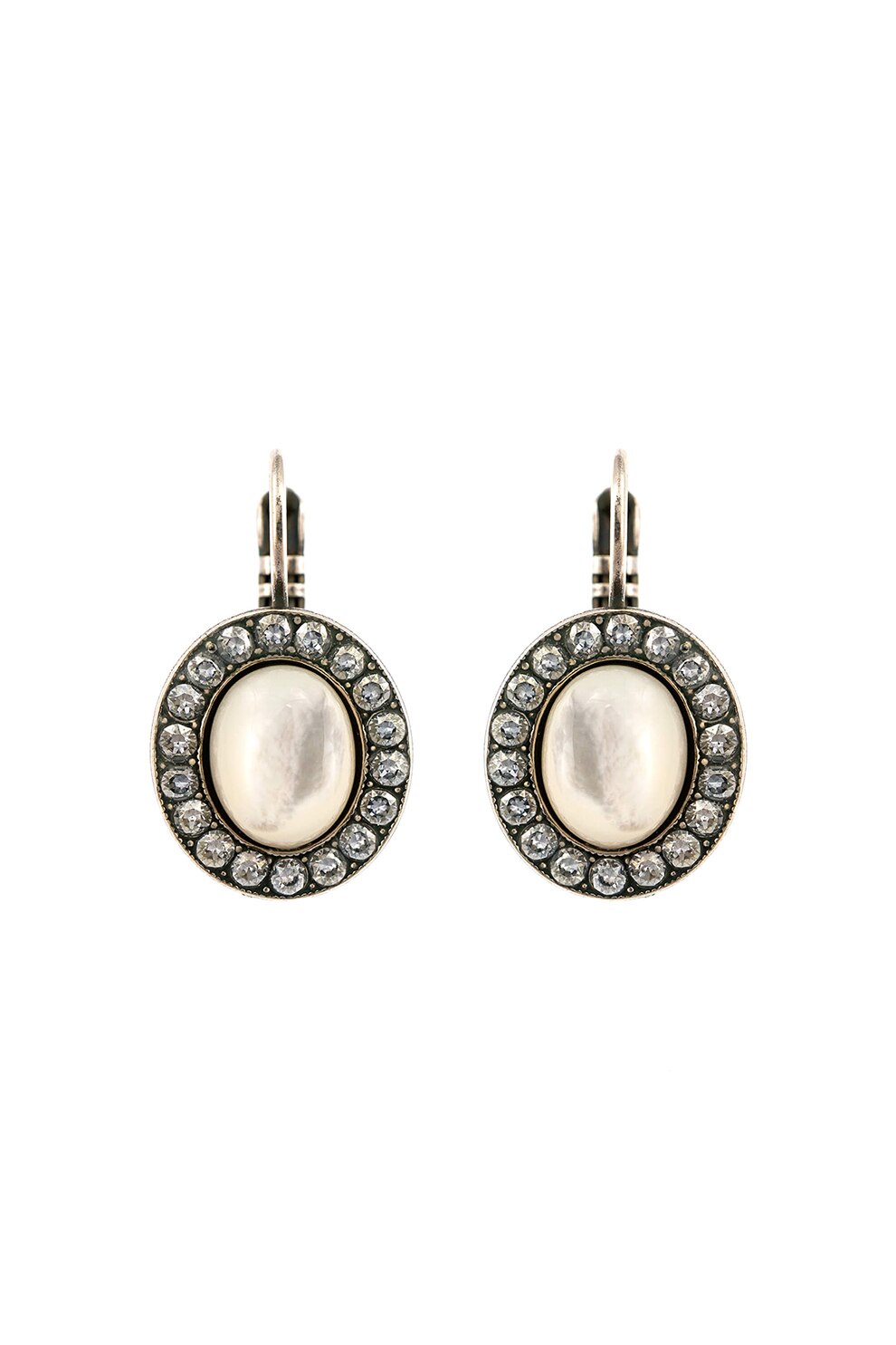 Roxannes - Mariana Jewellery, Cercei placati cu argint si decorati cu cristale, Argintiu/Alb