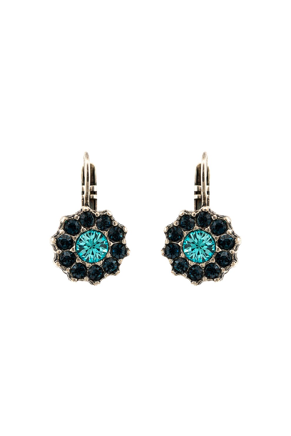 Roxannes - Mariana Jewellery, Cercei placati cu argint veritabil 925 si decorati cu cristale , Turcoaz/Argintiu
