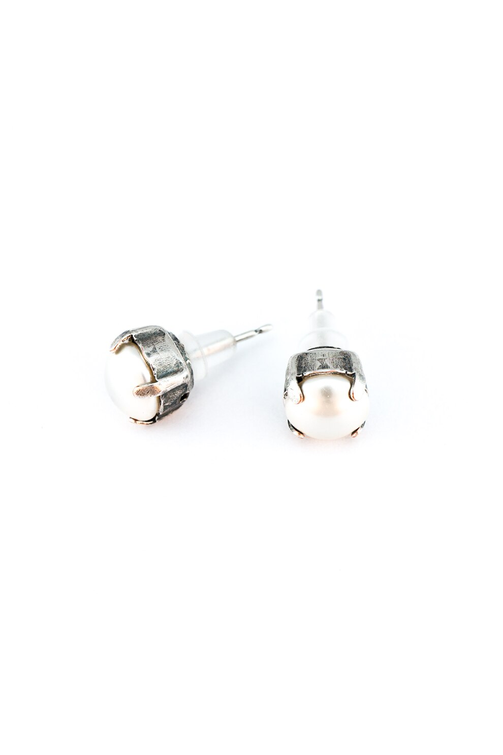 Roxannes - Mariana Jewellery, Cercei placati cu argint veritabil 925 si decorati cu perle , Argintiu/Alb