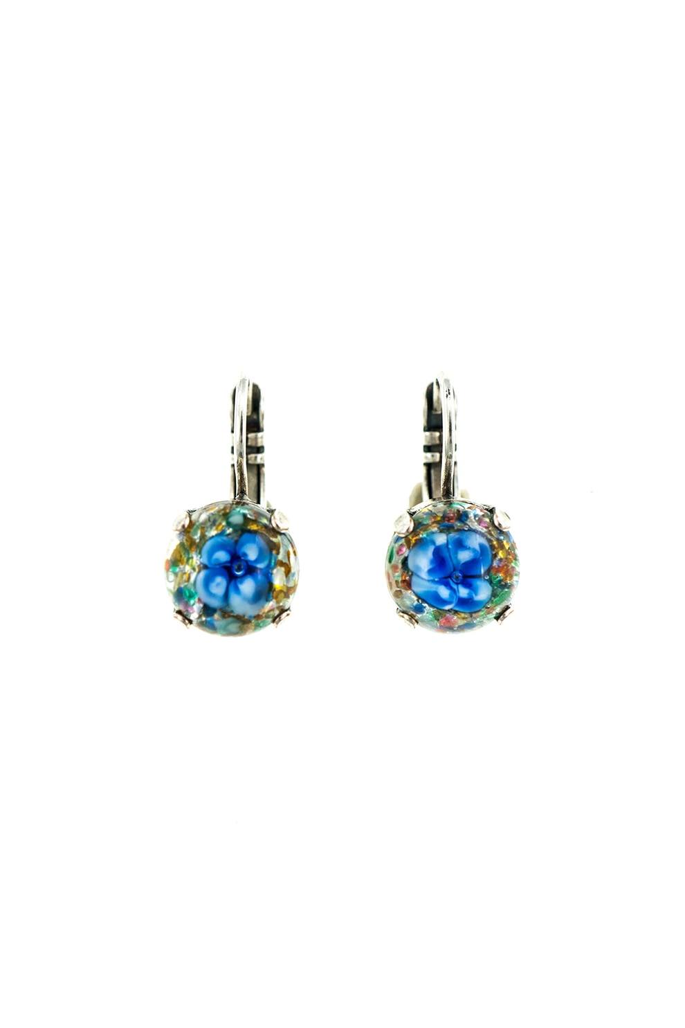 Roxannes - Mariana Jewellery, Cercei drop placati cu argint si cu cristale , Albastru/Verde/Argintiu