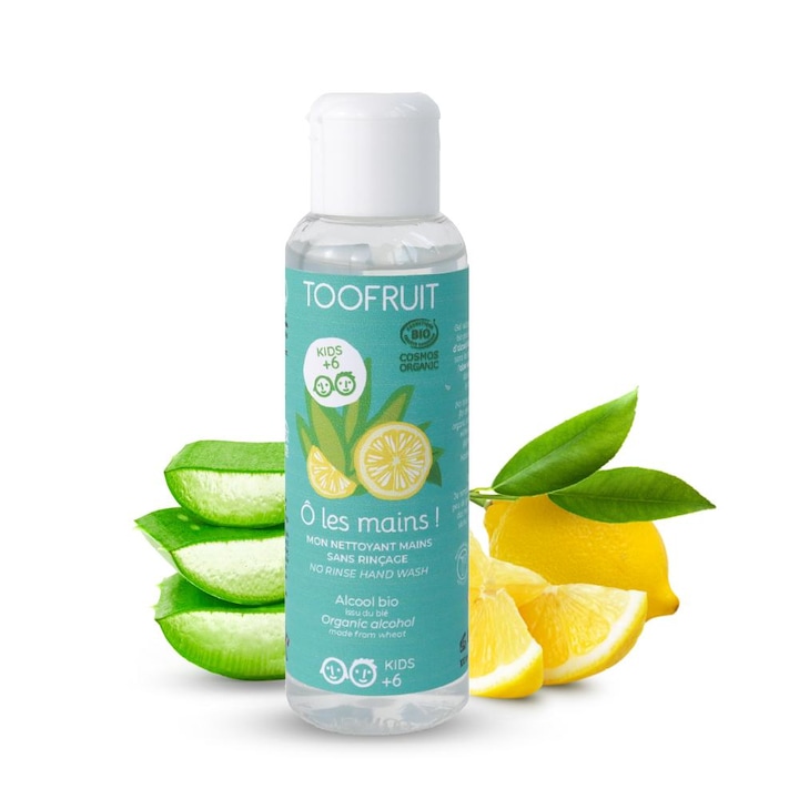 Гел за почистване на ръце TOOFRUIT O LES MAINS, Без изплакване, +6 години, 100 мл