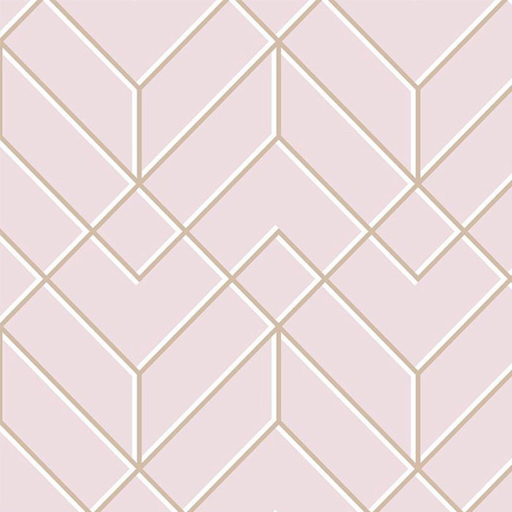 Tapet lavabil vinilic Kabuki 106156 , stil modern texturat , model geometric roz auriu alb 0.53m x 10.05m / 5.3mp