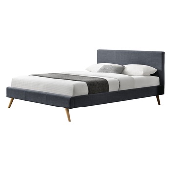 Rama pat moderna tapitata textil Funchal GI180, Corium, 214,5 x 187 x 88 cm, MDF, gri inchis, dublu Rama pat moderna tapitata textil Funchal GI180, Corium, 214,5 x 187 x 88 cm, MDF, gri inchis, dublu