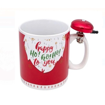 Cana uriasa de Craciun Ceramica Rosu cu Clopot - 840 ml Cana uriasa de Craciun Ceramica Rosu cu Clopot - 840 ml