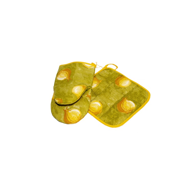 Set bucatarie 2 bucati, Manusa si palmar handmade, Atelier Diversis, imprimeu legume