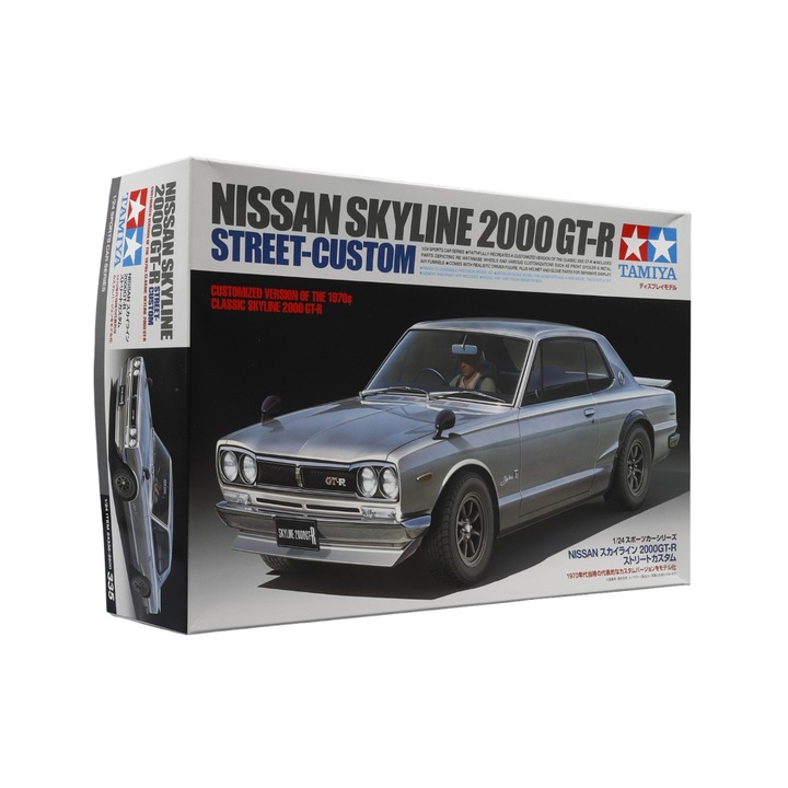 Kit de construit auto Nissan Skyline 2000GT-R, Lungime18.3 cm, Scara 1:24, 14+