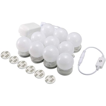 Set 10 becuri LED pentru oglinda, Stil Hollywood, Reglabile, Alb Set 10 becuri LED pentru oglinda, Stil Hollywood, Reglabile, Alb
