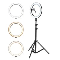 lampa circulara fotografica  lampa circulara ring light trandafi led diametru 26cm10inch led  conectare usb  3 moduri de lumina  10 trepte de lumina lumina rece calda si neutra photo  video  makeup cu trepied 210cm inclus imagen 35_0_
0