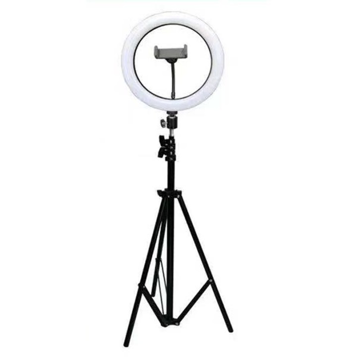 Trandafi Led Körlámpa, LED gyűrű, átmérő 26 cm, USB csatlakozás, 3 megvilágítási mód, állványos telefon tartó, 210 cm