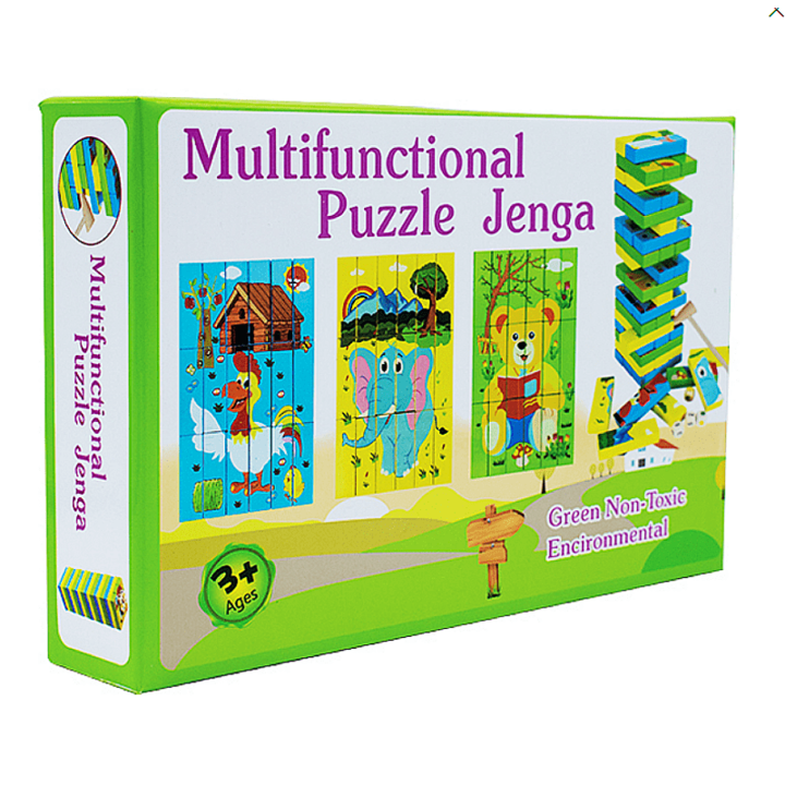 Arena Faállat puzzle, Fa Jenga Társasjáték, 3+