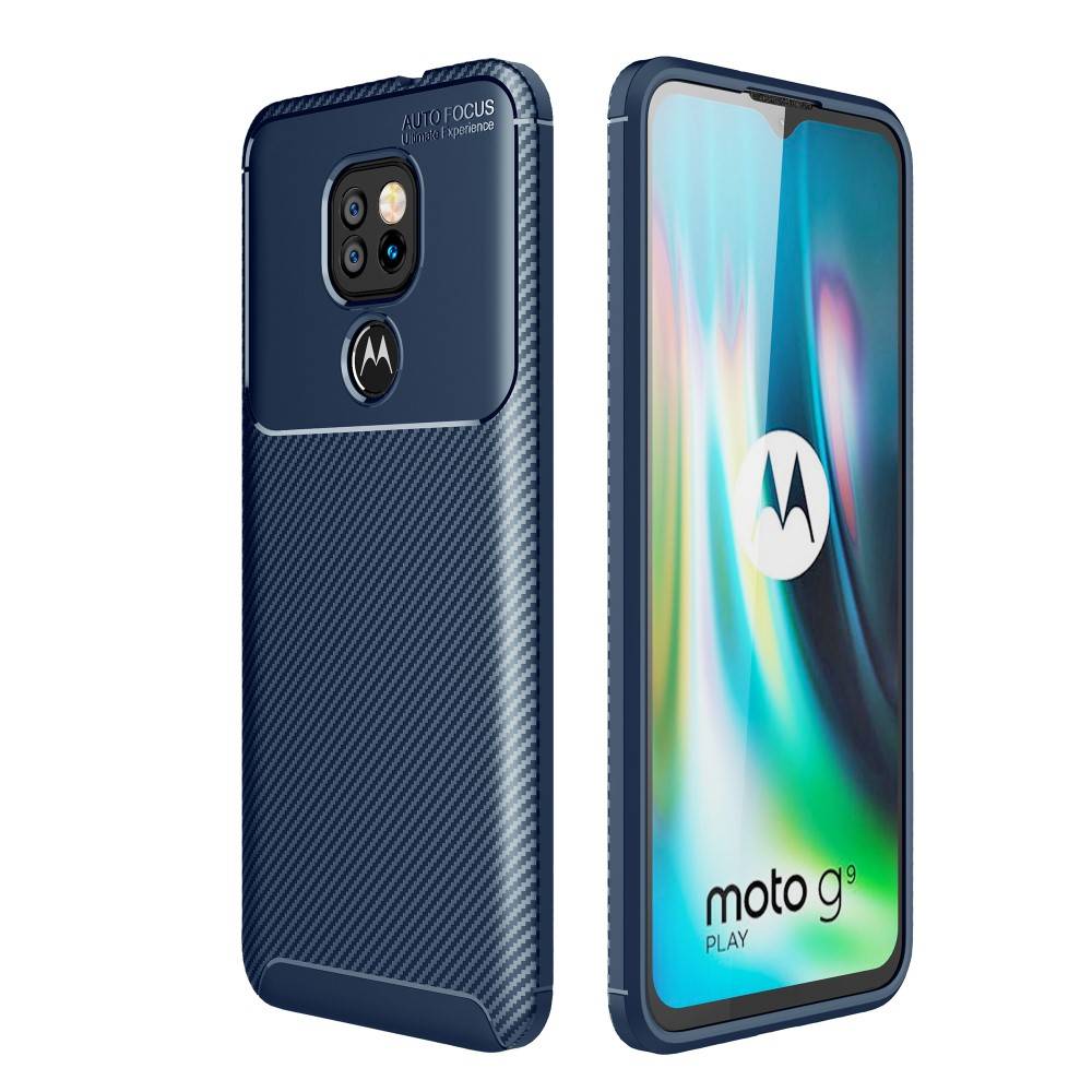 Husa Motorola Moto G9 Play TPU Carbon Fiber Blue