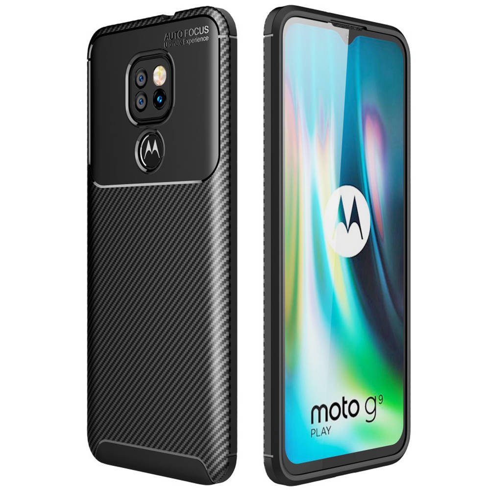Husa Motorola Moto G9 Play TPU Carbon Fiber Black