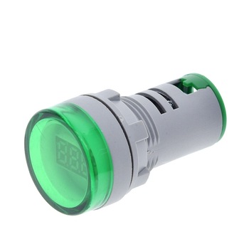 Mini Voltmetru digital rotund, verde, 22mm, 60V-500V Mini Voltmetru digital rotund, verde, 22mm, 60V-500V