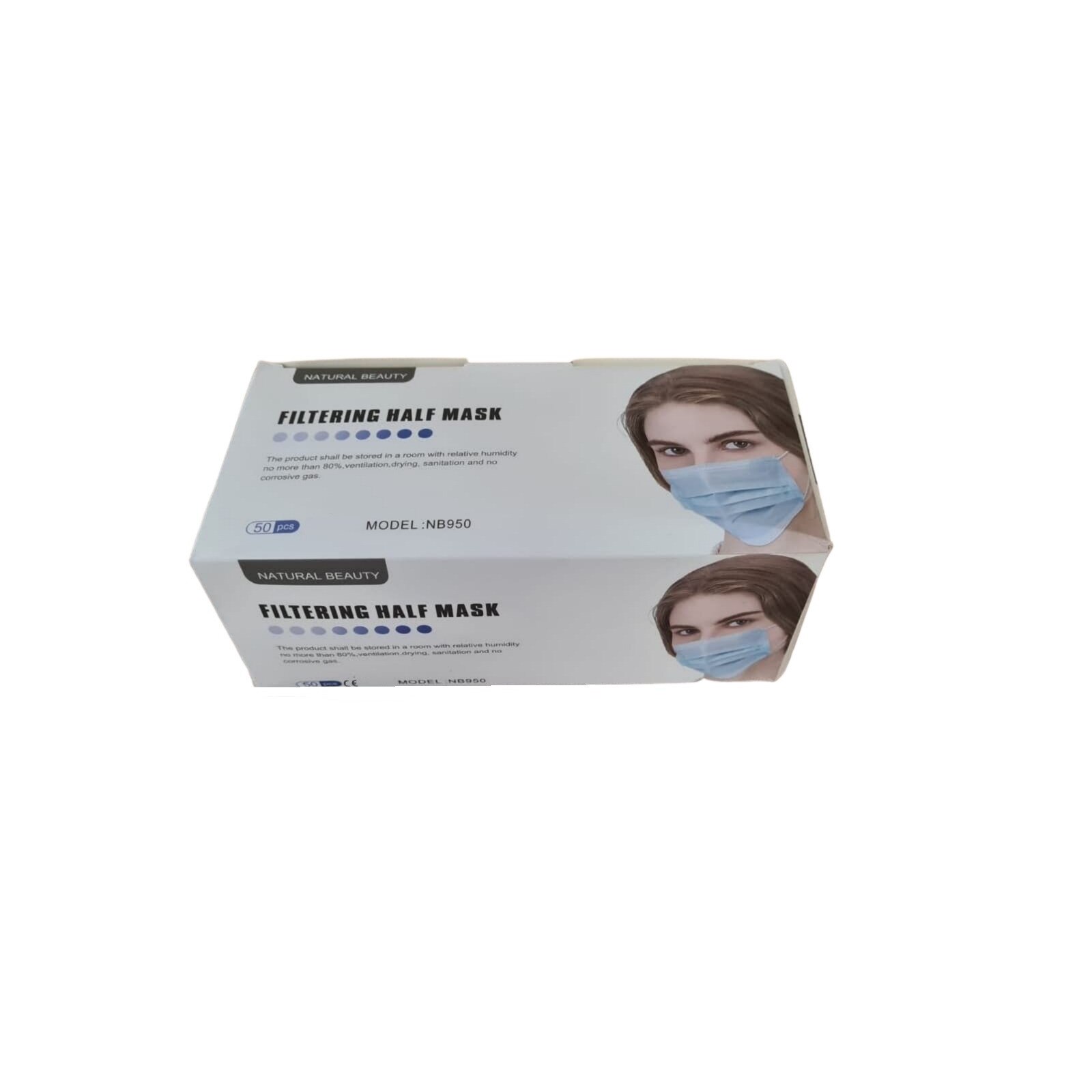 Set 50 bucati Masca de protectie de unica folosinta, 3 straturi, Albastru