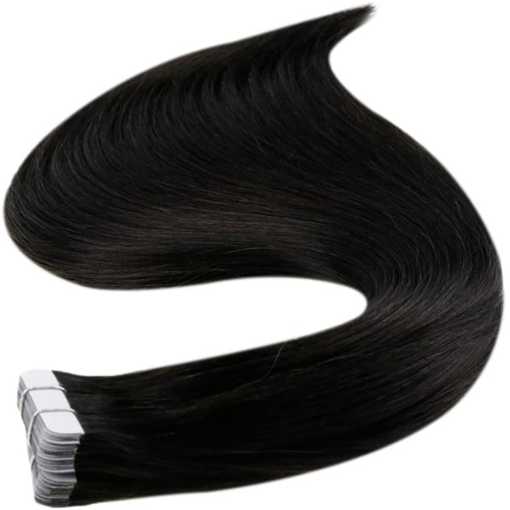 Extensii Tape-on Russian Band, Eva Hair, Negru Natural, 55 cm