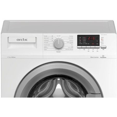 Masina de spalat rufe Slim Arctic APL71224XLW3, 7 kg, 1200 RPM, Clasa A+++, Display LED, ExtraSteam, Silent Inverter Motor, Add-In, Alb