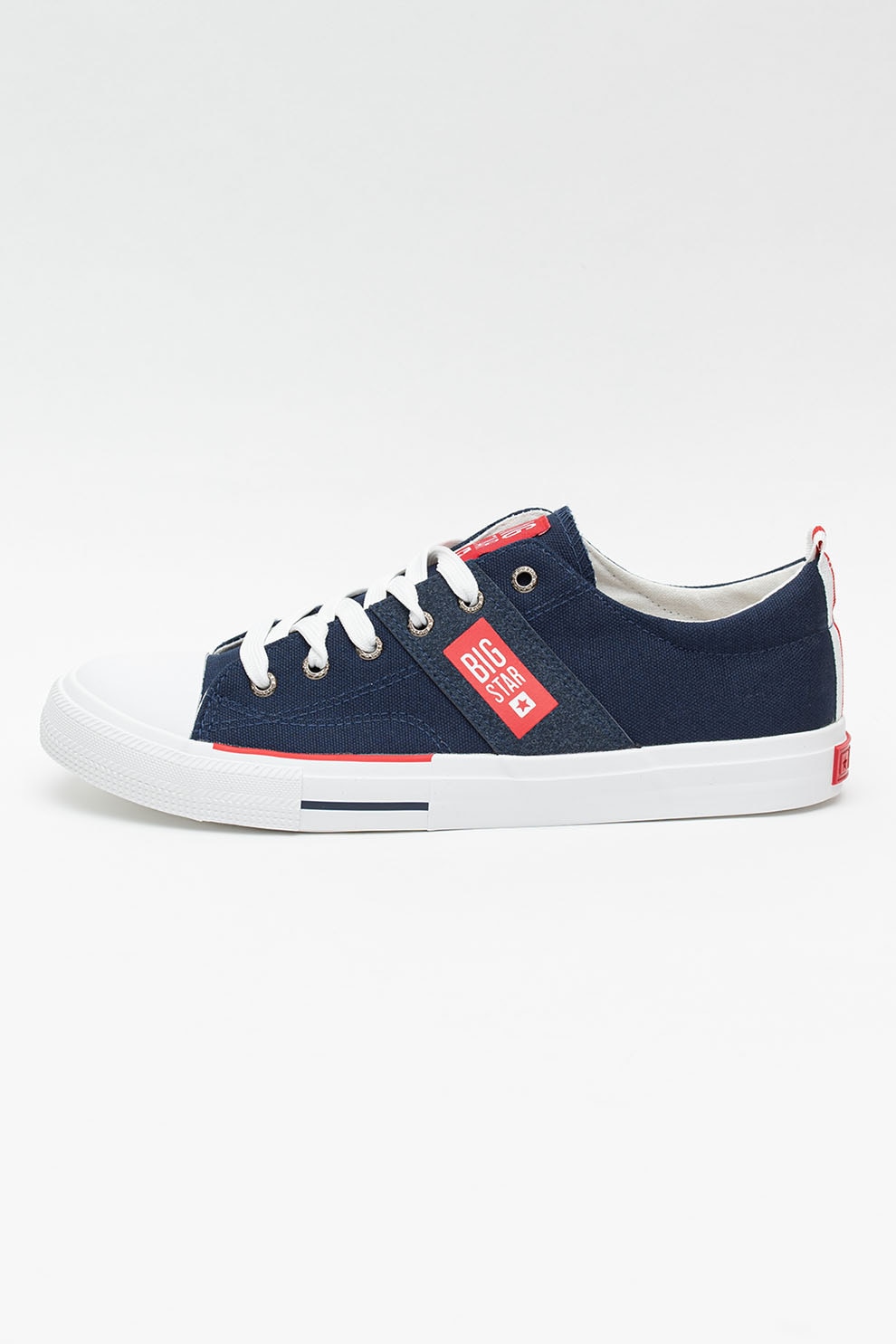 Big Star, Tenisi din panza cu detalii logo, Bleumarin, 44