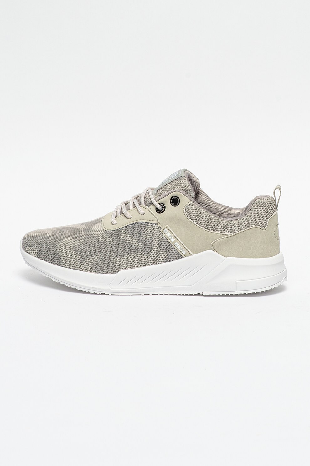 Big Star, Pantofi sport de plasa cu garnituri de piele ecologica, Gri, 44