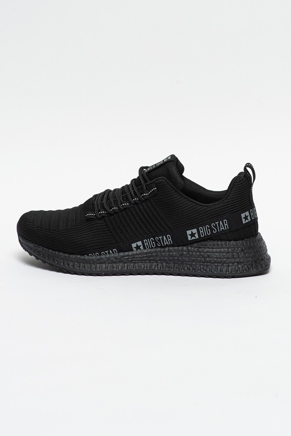 Big Star, Pantofi sport de plasa tricotata, Negru, 44