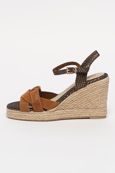 Big Star, Sandale tip espadrile din piele intoarsa si piele cu talpa wedge Big Star, Sandale tip espadrile din piele intoarsa si piele cu talpa wedge