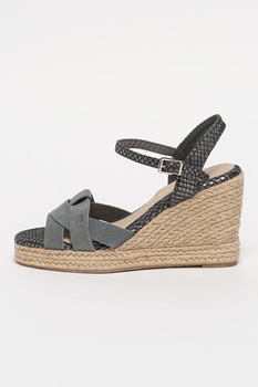 Big Star, Sandale tip espadrile din piele intoarsa si piele cu talpa wedge Big Star, Sandale tip espadrile din piele intoarsa si piele cu talpa wedge