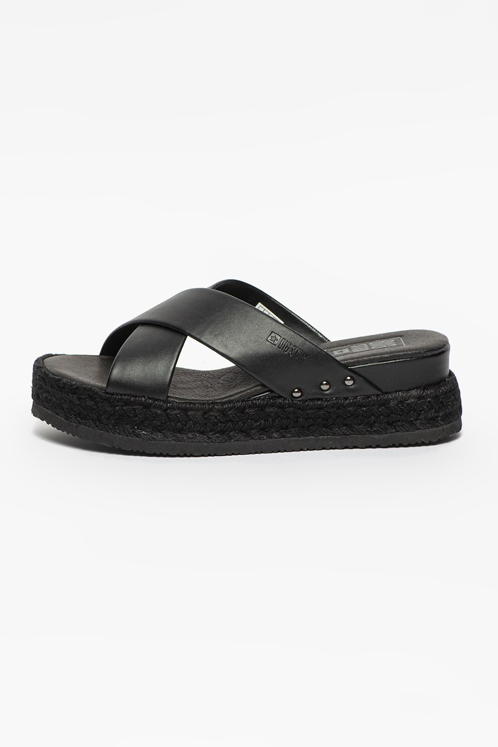 Big Star, Papuci wedge de piele ecologica cu barete incrucisate