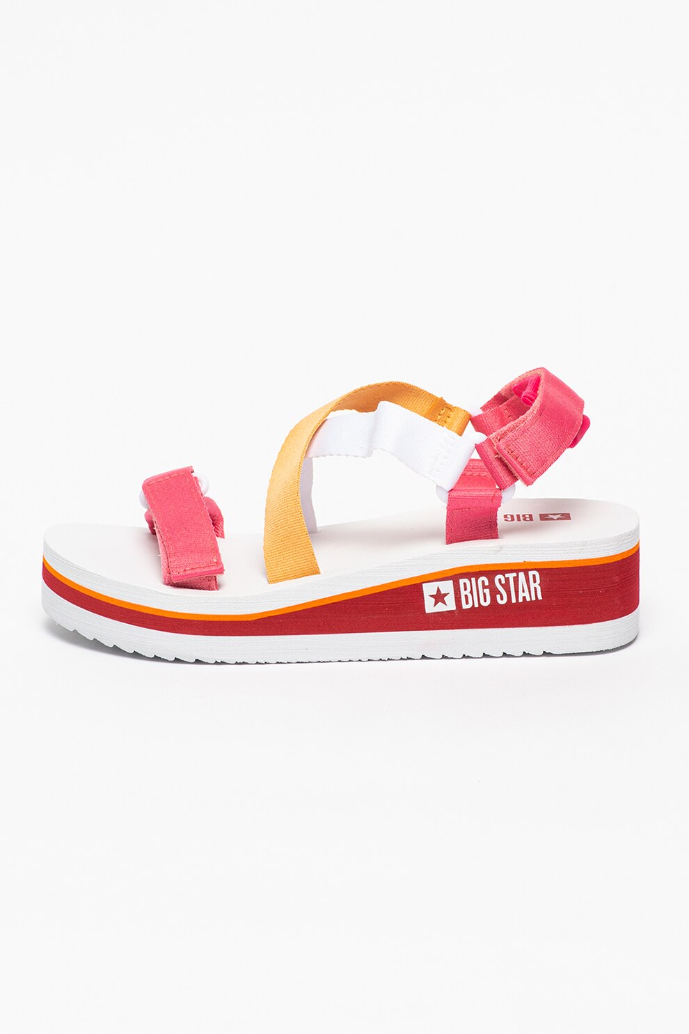 Big Star, Sandale wedge textile cu velcro