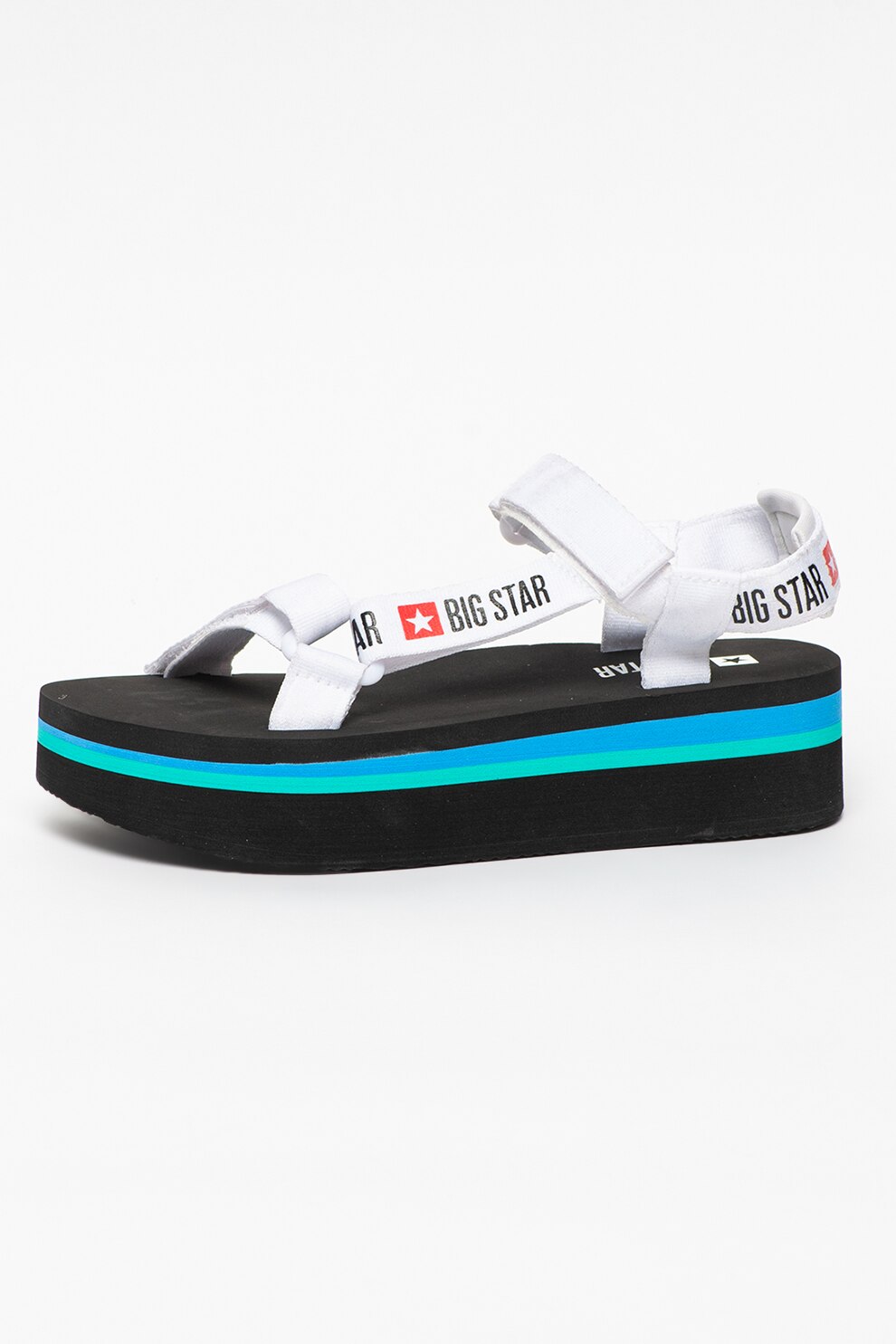 Big Star, Sandale wedge cu velcro si logo